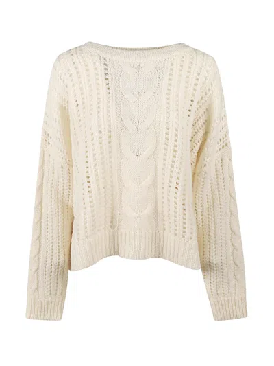 Weekend Max Mara Cable-knit Eyelet Sweater In Nude
