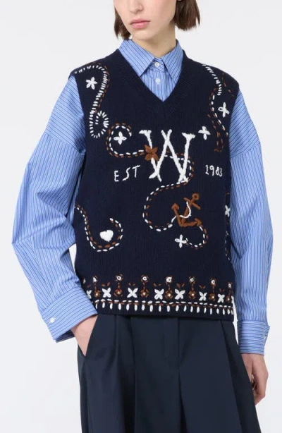 Weekend Max Mara Cacao Virgin Wool Sweater Vest In Black