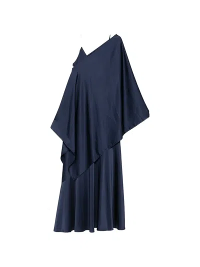Weekend Max Mara Calante Asymmetric Draped Dress In Blue