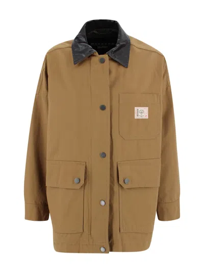 Weekend Max Mara Camel Cotton Canvas Jacket In Brown