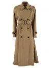 Weekend Max Mara Camel Stretch Polyester Blend Fauto Trench Coat