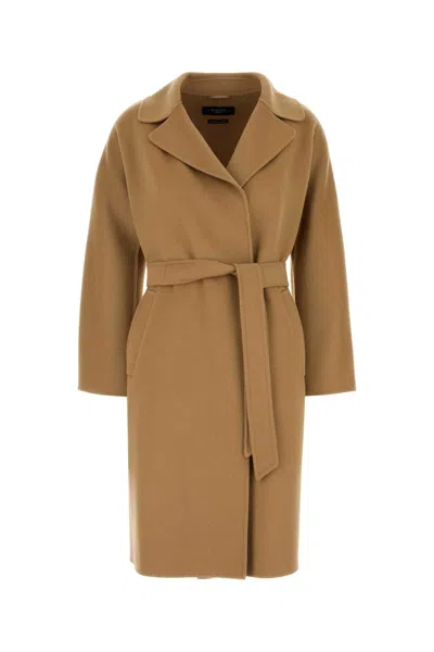 Weekend Max Mara Camel Wool Blend Civada Coat In Brown