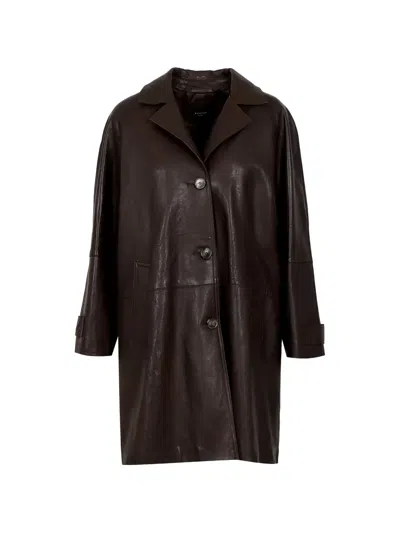 Weekend Max Mara Camino Buttoned Coat In Brown