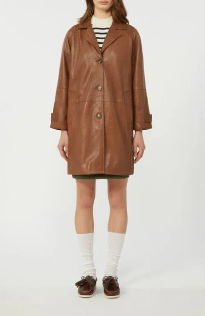Weekend Max Mara Camino Leather Trench Coat In Brown