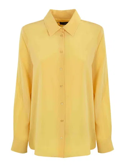 Weekend Max Mara Geo Chine Crepe Shirt In Yellow