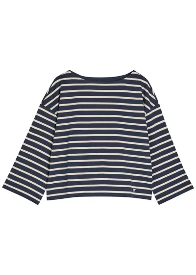 Weekend Max Mara Campale Striped Cotton-jersey Top In Blue