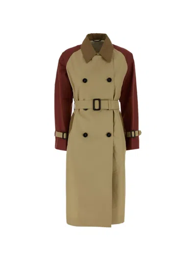 Weekend Max Mara Canasta Colour-block Trench Coat In Brown