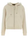 Weekend Max Mara Hooded Sweatshirt With Front Pockets And Ribbed Cuffs In Neutral