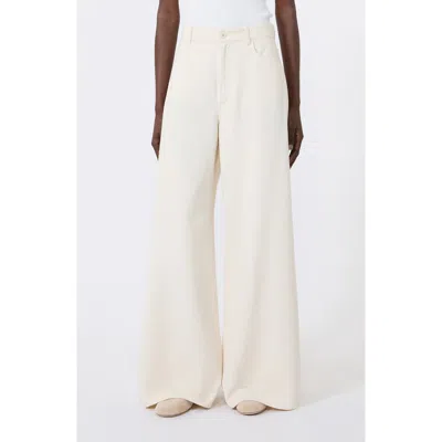Weekend Max Mara Canneti Wide Leg Cotton Pants In White