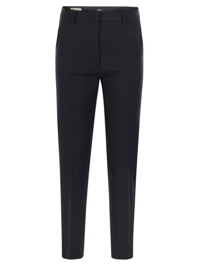 Weekend Max Mara Canon - Wool Cigarette Trousers In Navy