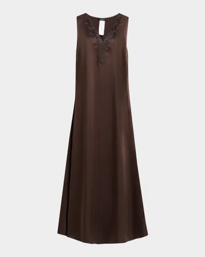 Weekend Max Mara Canossa Sleeveless Lace-trim Midi Dress In Brown