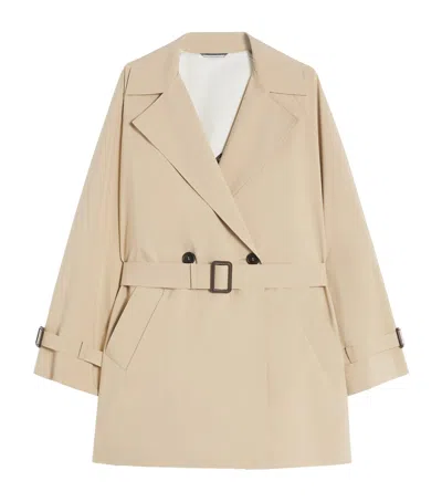 Weekend Max Mara Canvas Shortline Trench Coat In Beige