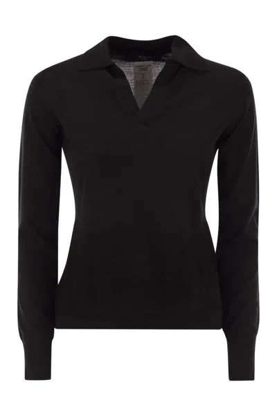 Weekend Max Mara Cappa - Wool And Cashmere Polo Shirt In Black
