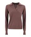 Weekend Max Mara Wool Blend Cappa Long Sleeve Polo Shirt In Purple