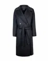Weekend Max Mara Black Solid Notched Lapel Trench Coat In Blue
