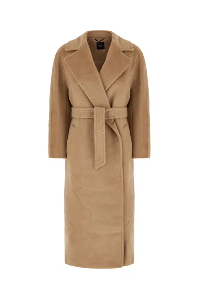 WEEKEND MAX MARA CAPPUCCINO WOOL BLEND TEMPERA COAT