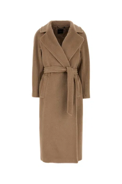 Weekend Max Mara Cappuccino Wool Blend Tempera Coat In Brown