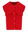 Weekend Max Mara Caprara Cotton Blend Sweater Vest In Red