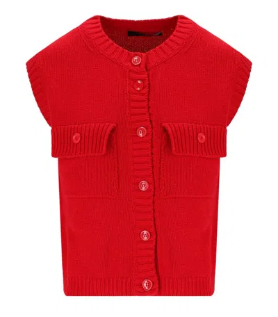 Weekend Max Mara Caprara Cotton Blend Sweater Vest In Red
