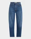 Weekend Max Mara Caprile Cropped Stretch Cotton Barrel Jeans In Blue