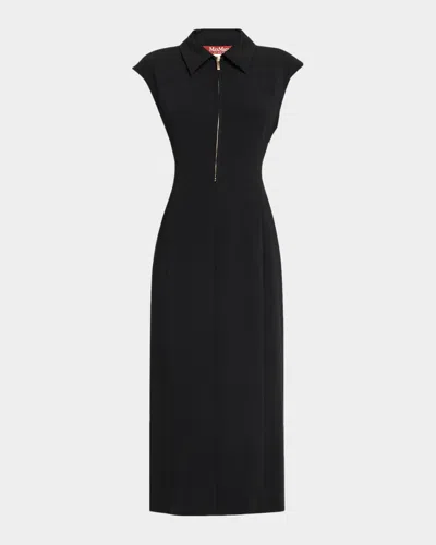 Weekend Max Mara Cap-sleeve Column Midi Dress In Black