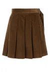 Weekend Max Mara Corduroy Zucca Mini Skirt With Belted Waist In Marrone