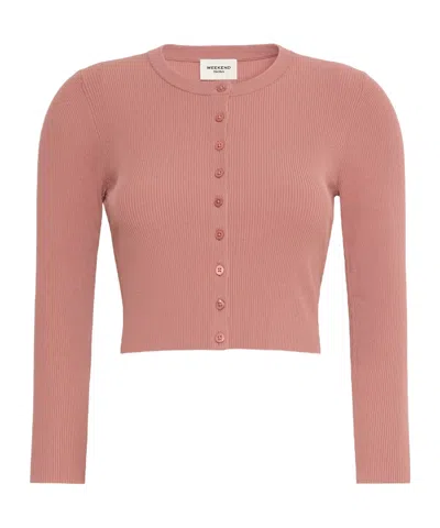 Weekend Max Mara Cardigan A Costine In Filato Di Viscosa In Pink