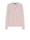 Weekend Max Mara V-neckline Ribbed Stretch Viscose Cardigan In Neutral