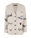 Weekend Max Mara Cardigan Over In Filato Di Lana Ecru In Multi