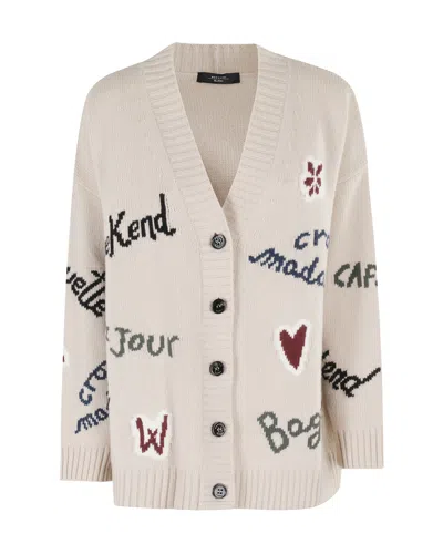 WEEKEND MAX MARA CARDIGAN OVER IN FILATO DI LANA ECRU