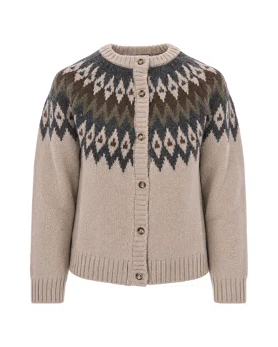 Weekend Max Mara Cardigan Targa Jaquard Beige In Neutral