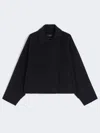 Weekend Max Mara Wool Broadcloth Cropped Coat In Black