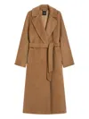 Weekend Max Mara Tempera Belted Long-sleeved Coat In Brown