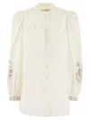 WEEKEND MAX MARA WEEKEND MAX MARA CARNIA LINEN CLOTH SHIRT WITH EMBROIDERY