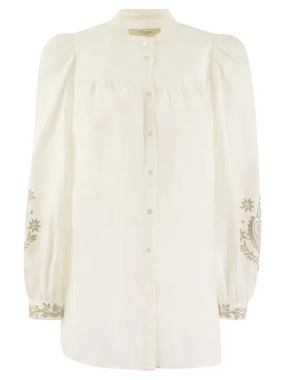 WEEKEND MAX MARA WEEKEND MAX MARA CARNIA LINEN CLOTH SHIRT WITH EMBROIDERY