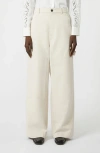 Weekend Max Mara Caronte Wide Leg Cotton Twill Carpenter Pants In White