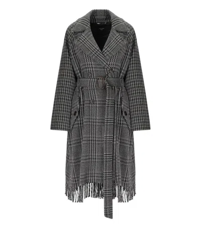 Weekend Max Mara Carpi Grey Belted Coat In Black