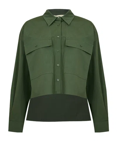 Weekend Max Mara Carter Long-sleeve Plain Shirt In Green
