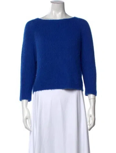 Pre-owned Weekend Max Mara Cashmere Bateau Neckline Sweater In Blue