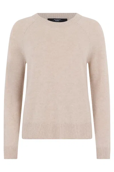 Weekend Max Mara Cashmere Beige Melange Sweater In Brown