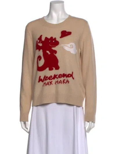 Pre-owned Weekend Max Mara Cashmere Graphic Print Sweater In Neutral