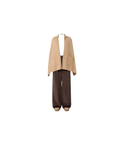 Weekend Max Mara Cashmere Hooded Shawl In Brown