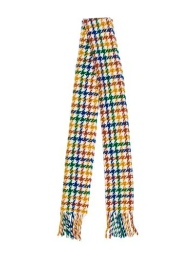 Pre-owned Weekend Max Mara Cashmere Houndstooth Print Scarf In Blue