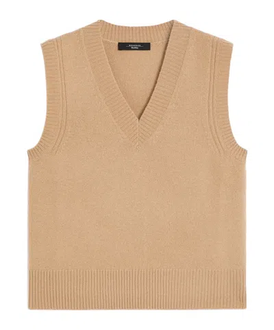 Weekend Max Mara Cashmere Knitted Vest In Brown