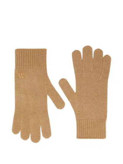 Weekend Max Mara Cashmere Logo Gloves In Brown