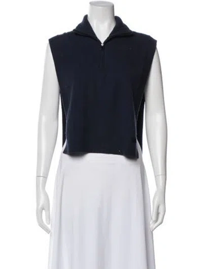 Pre-owned Weekend Max Mara Cashmere Mock Neck Sweater In Blue