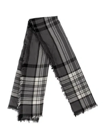Pre-owned Weekend Max Mara Cashmere Plaid Print Scarf In Grey