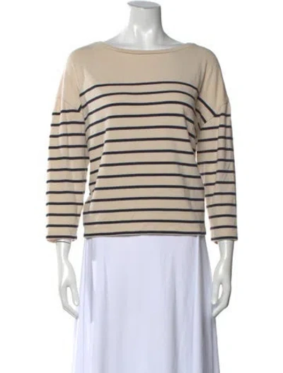 Pre-owned Weekend Max Mara Cashmere Striped Top In Neutrals