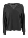Weekend Max Mara Ribbed V-neck Cashmere Sweater In Black