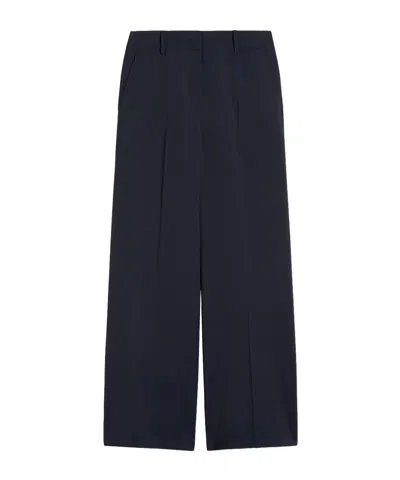Weekend Max Mara Wide Leg Trousers Belt Loops Back Pockets In Black